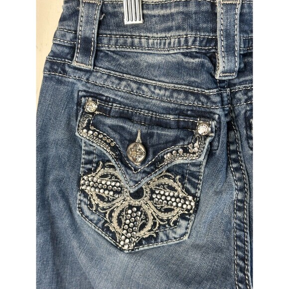 Miss Me Jeans Women's Size 26/31 Denim Relaxed Skinny Low Rise Bling Pockets - Picture 8 of 10